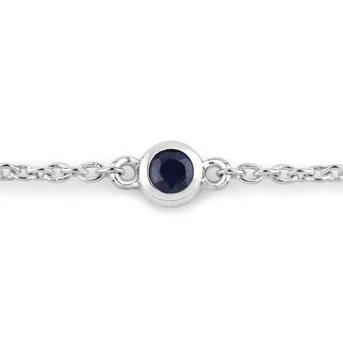 0.55 Carat Genuine Blue Sapphire .925 Sterling Silver Bracelet