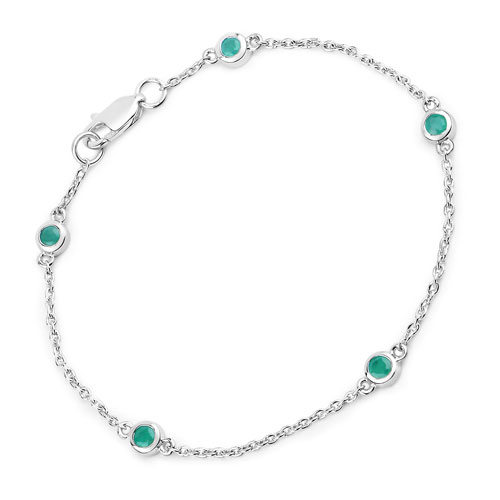 Bracelets-0.50 Carat Genuine Emerald .925 Sterling Silver Bracelet