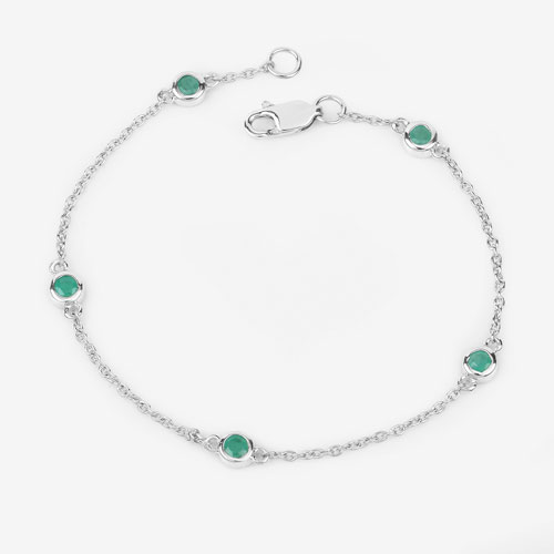 0.50 Carat Genuine Emerald .925 Sterling Silver Bracelet