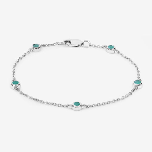 0.50 Carat Genuine Emerald .925 Sterling Silver Bracelet