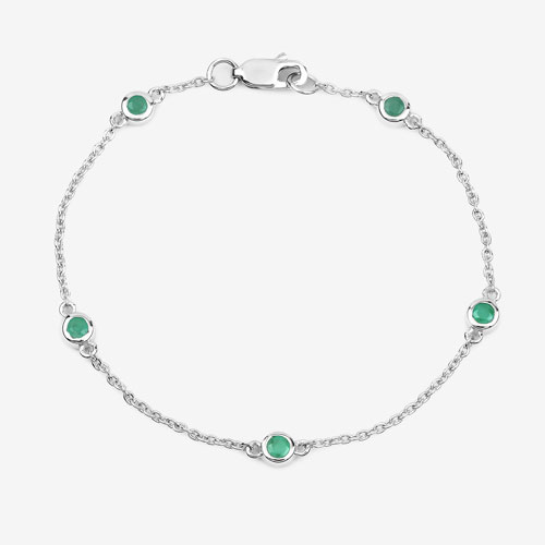 0.50 Carat Genuine Emerald .925 Sterling Silver Bracelet