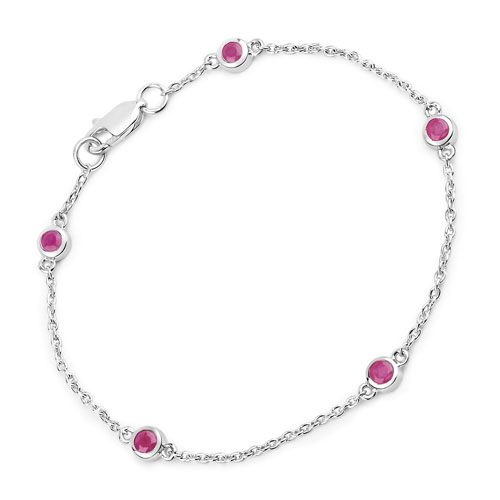 Bracelets-0.65 Carat Genuine Ruby .925 Sterling Silver Bracelet