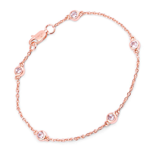 Bracelets-0.45 Carat Genuine Morganite .925 Sterling Silver Bracelet