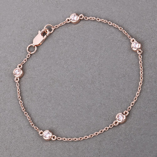0.45 Carat Genuine Morganite .925 Sterling Silver Bracelet