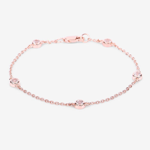 0.45 Carat Genuine Morganite .925 Sterling Silver Bracelet