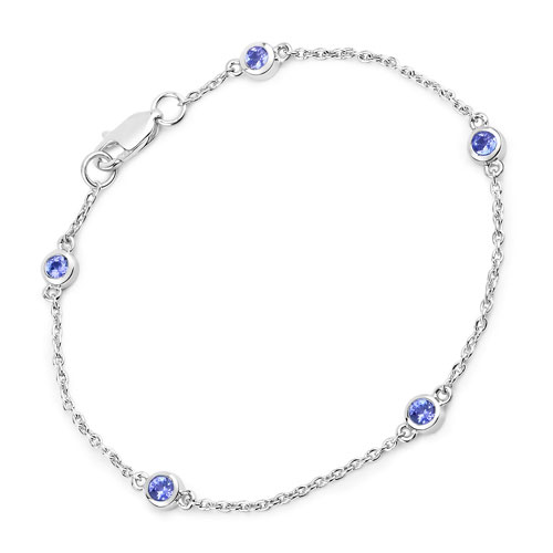 Bracelets-0.50 Carat Genuine Tanzanite .925 Sterling Silver Bracelet