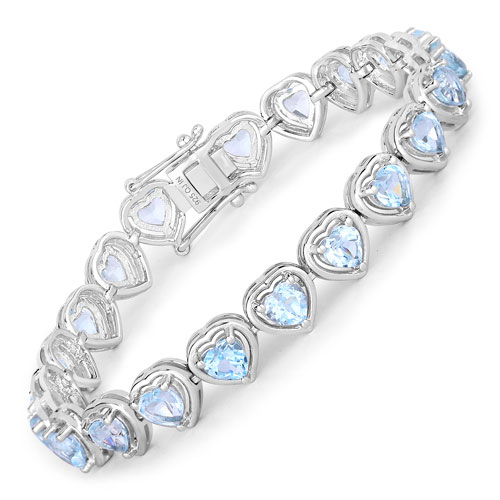 Bracelets-10.50 Carat Genuine Blue Topaz .925 Sterling Silver Bracelet