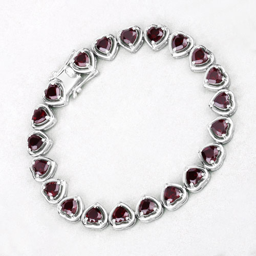 10.50 Carat Genuine Garnet .925 Sterling Silver Bracelet