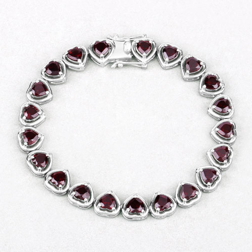 10.50 Carat Genuine Garnet .925 Sterling Silver Bracelet