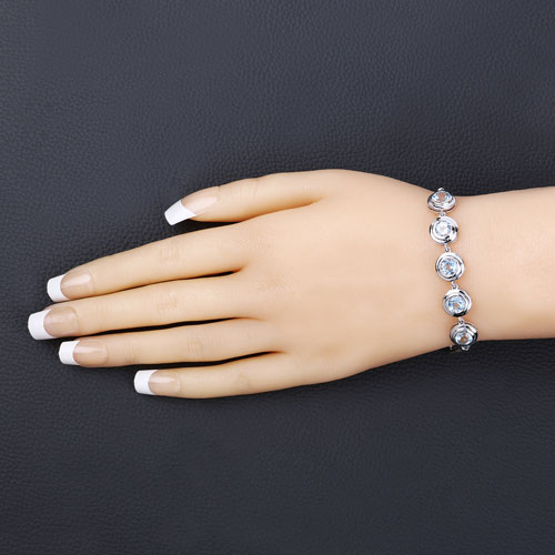 5.25 Carat Genuine Blue Topaz .925 Sterling Silver Bracelet
