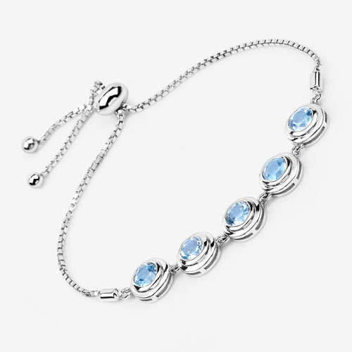 5.25 Carat Genuine Blue Topaz .925 Sterling Silver Bracelet