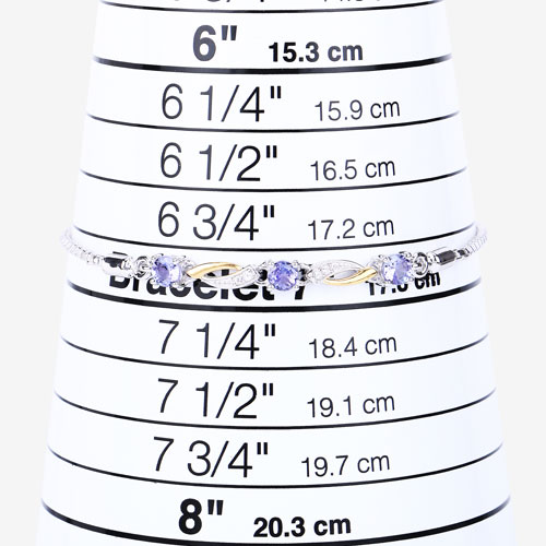0.77 Carat Genuine Tanzanite and White Sapphire .925 Sterling Silver Bracelet