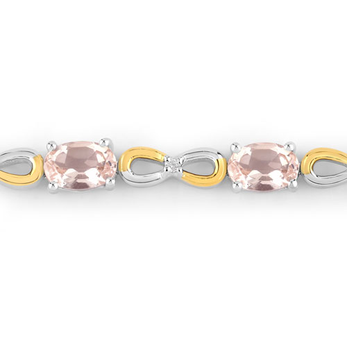 1.49 Carat Genuine Morganite and White Topaz .925 Sterling Silver Bracelet