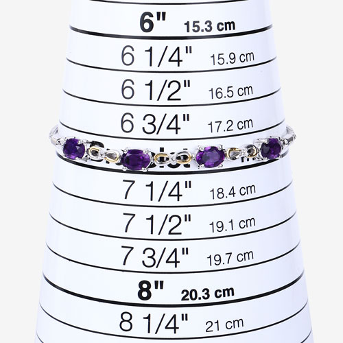 3.27 Carat Genuine Amethyst and White Topaz .925 Sterling Silver Bracelet