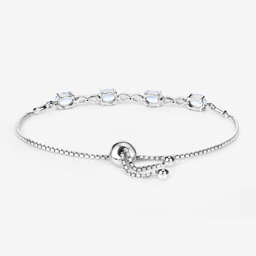3.87 Carat Genuine Blue Topaz and White Topaz .925 Sterling Silver Bracelet