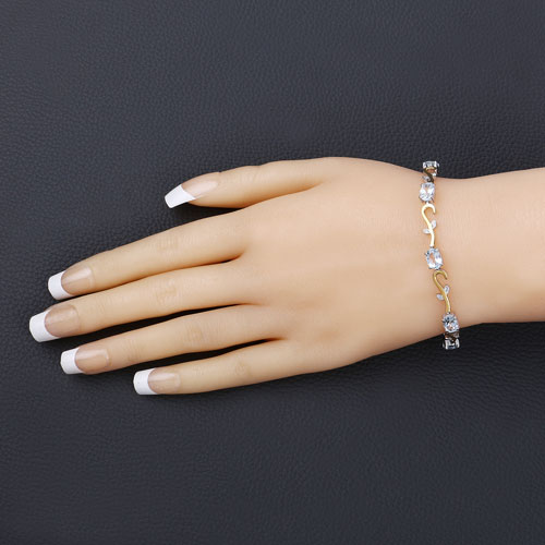 4.81 Carat Genuine Blue Topaz and White Topaz .925 Sterling Silver Bracelet