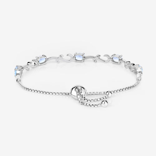 4.81 Carat Genuine Blue Topaz and White Topaz .925 Sterling Silver Bracelet
