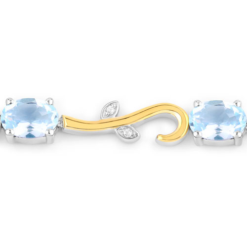 4.81 Carat Genuine Blue Topaz and White Topaz .925 Sterling Silver Bracelet
