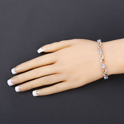 3.86 Carat Genuine Blue Topaz and White Topaz .925 Sterling Silver Bracelet