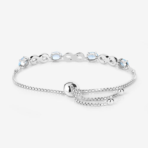 3.86 Carat Genuine Blue Topaz and White Topaz .925 Sterling Silver Bracelet