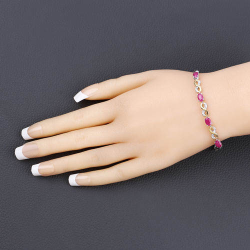 2.11 Carat Genuine Ruby and White Topaz .925 Sterling Silver Bracelet