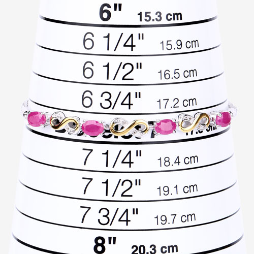 2.11 Carat Genuine Ruby and White Topaz .925 Sterling Silver Bracelet