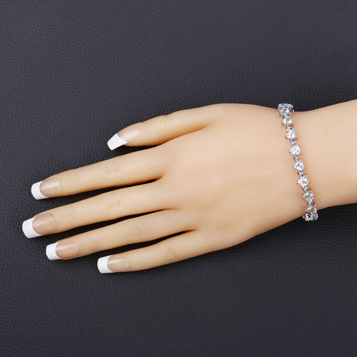 7.71 Carat Genuine Aquamarine and White Diamond .925 Sterling Silver Bracelet
