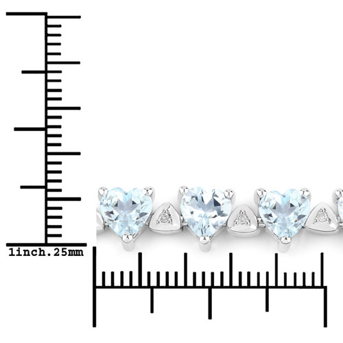 7.71 Carat Genuine Aquamarine and White Diamond .925 Sterling Silver Bracelet