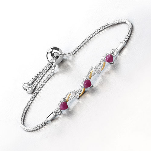 1.09 Carat Genuine Ruby and White Sapphire .925 Sterling Silver Bracelet