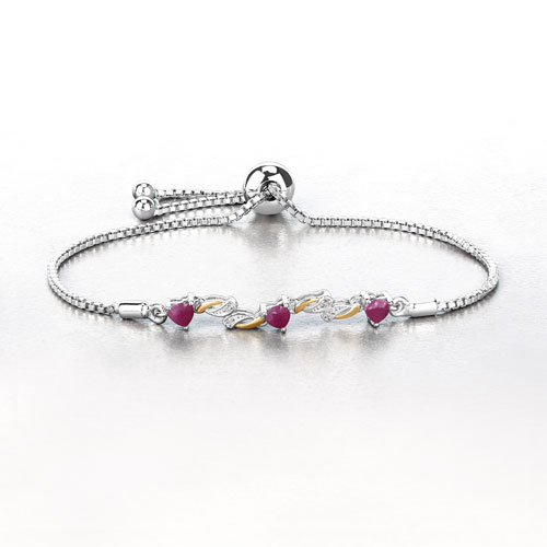 1.09 Carat Genuine Ruby and White Sapphire .925 Sterling Silver Bracelet