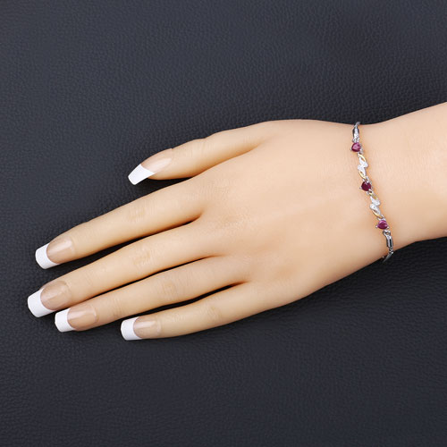 1.09 Carat Genuine Ruby and White Sapphire .925 Sterling Silver Bracelet