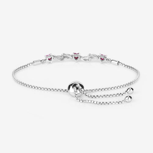 1.09 Carat Genuine Ruby and White Sapphire .925 Sterling Silver Bracelet