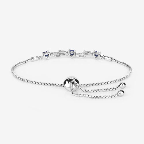 1.09 Carat Genuine Blue Sapphire and White Sapphire .925 Sterling Silver Bracelet