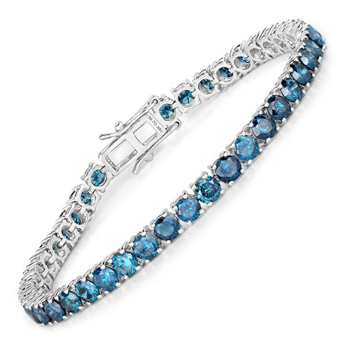 Bracelets-10.45 Carat Genuine Blue Diamond 14K White Gold Bracelet