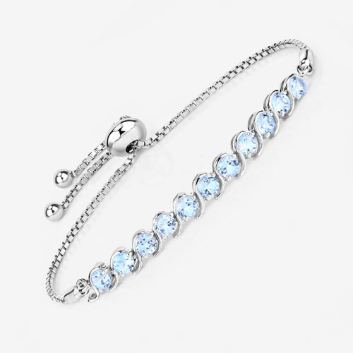 3.52 Carat Genuine Blue Topaz .925 Sterling Silver Bracelet