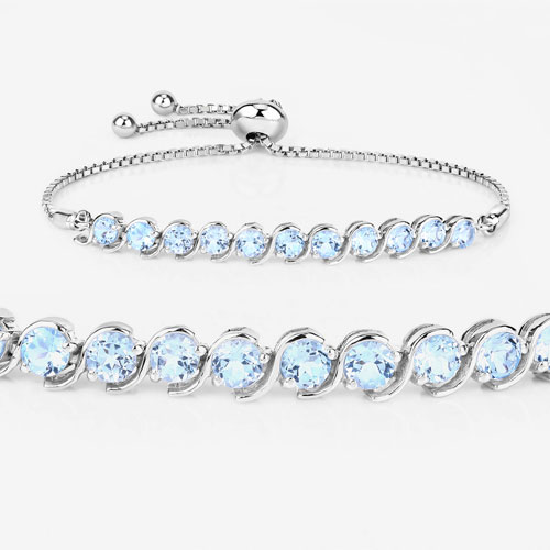 3.52 Carat Genuine Blue Topaz .925 Sterling Silver Bracelet