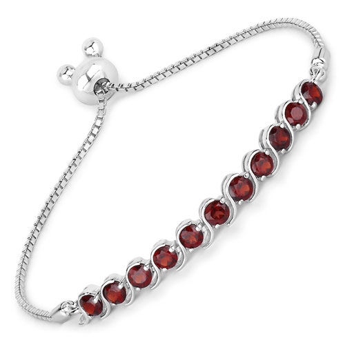 Bracelets-3.30 Carat Genuine Garnet .925 Sterling Silver Bracelet