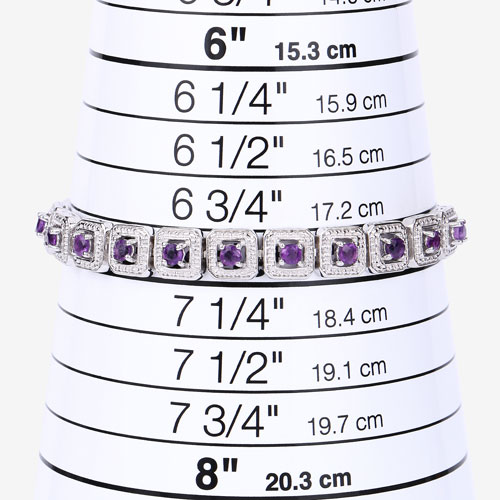 1.10 Carat Genuine Amethyst .925 Sterling Silver Bracelet