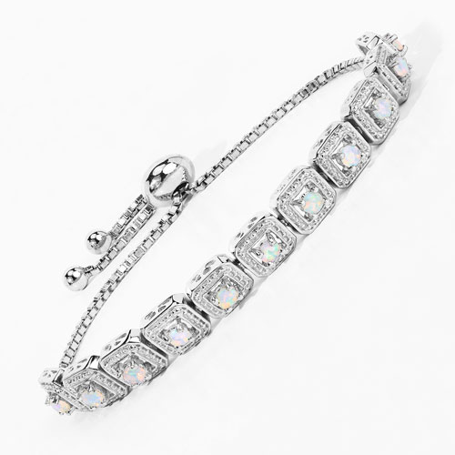 0.99 Carat Genuine Ethiopian Opal .925 Sterling Silver Bracelet