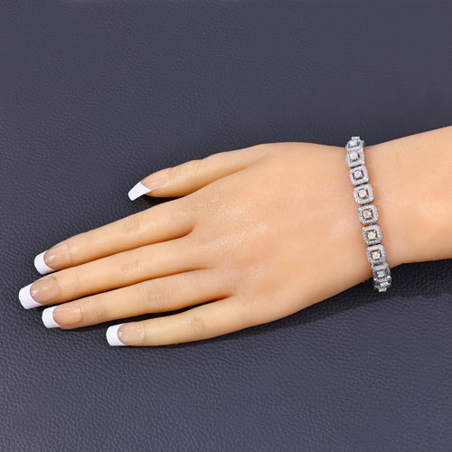 0.99 Carat Genuine Ethiopian Opal .925 Sterling Silver Bracelet