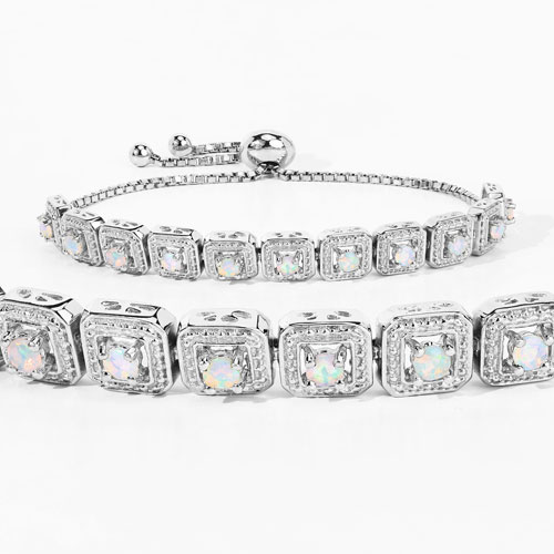 0.99 Carat Genuine Ethiopian Opal .925 Sterling Silver Bracelet