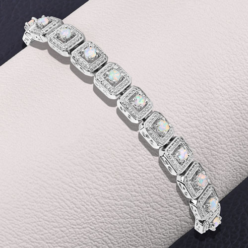 0.99 Carat Genuine Ethiopian Opal .925 Sterling Silver Bracelet