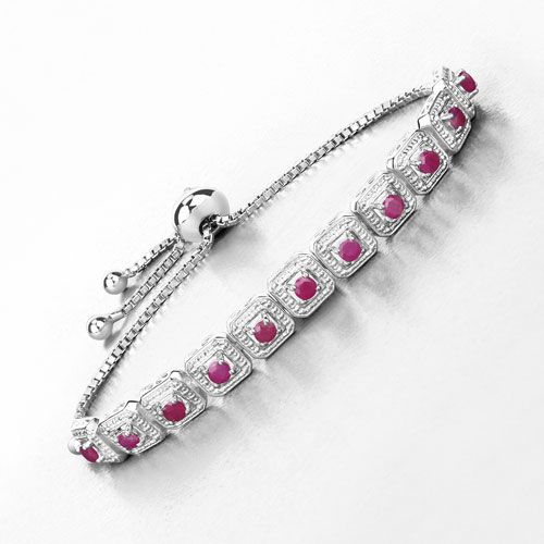 1.43 Carat Genuine Ruby .925 Sterling Silver Bracelet