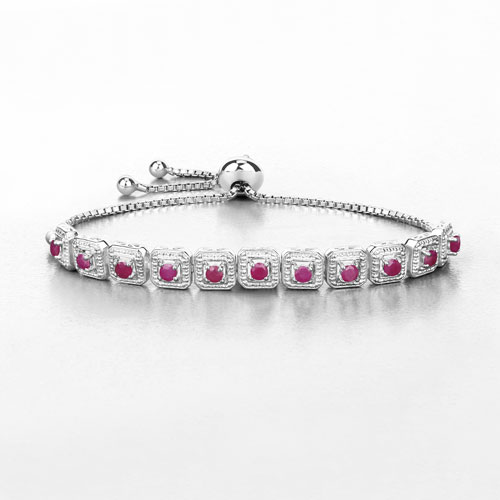 1.43 Carat Genuine Ruby .925 Sterling Silver Bracelet