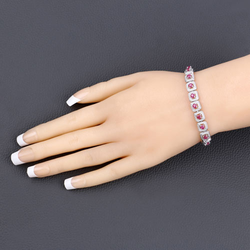 1.43 Carat Genuine Ruby .925 Sterling Silver Bracelet