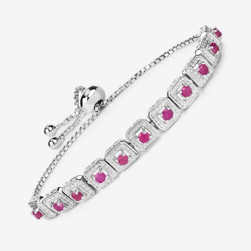 1.43 Carat Genuine Ruby .925 Sterling Silver Bracelet