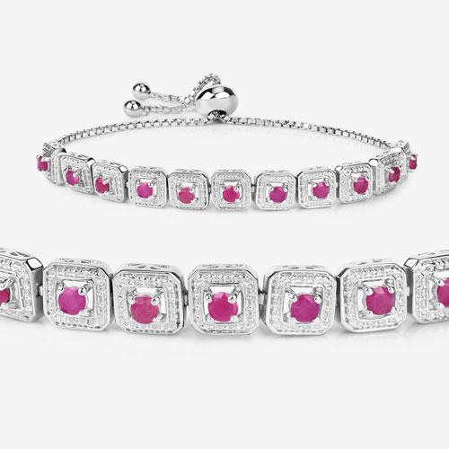 1.43 Carat Genuine Ruby .925 Sterling Silver Bracelet