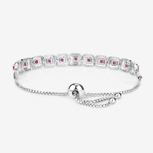 1.43 Carat Genuine Ruby .925 Sterling Silver Bracelet