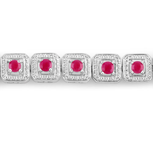 1.43 Carat Genuine Ruby .925 Sterling Silver Bracelet