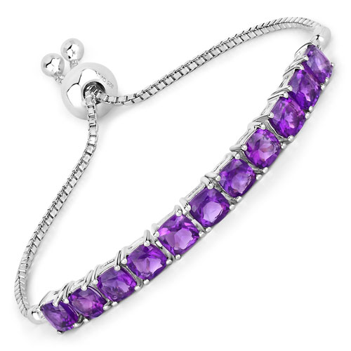 Bracelets-6.05 Carat Genuine Amethyst .925 Sterling Silver Bracelet